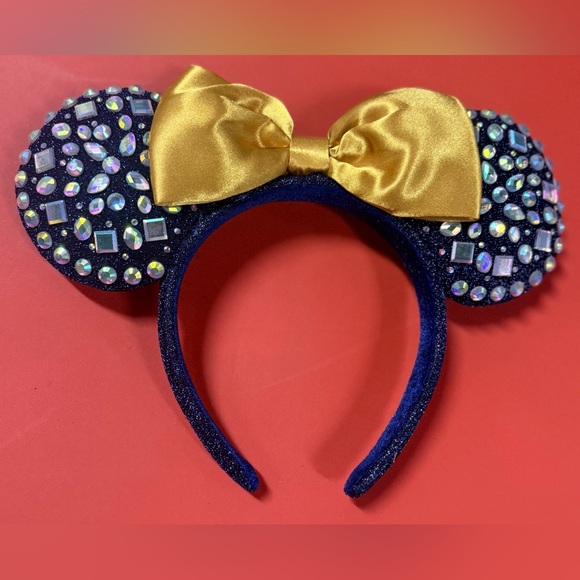 Disney Accessories - Disney Minnie Mouse WDW 50th Anniversary Jeweled Ears Headband Blue And Gold